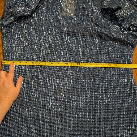 H&M Blue Sheer Sequin Long Sleeve Scoop Neck Mini Party Dress X-Large XL NWT - Picture 10 of 10